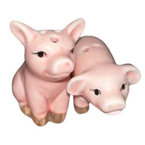 Vintage Pink Pig Salt & Pepper Shaker Set